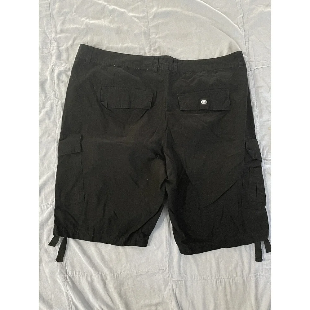 Ecko Unltd Cargo Short Mens 40 Black Outdoor Utility Workwear Lightweight Ties‎